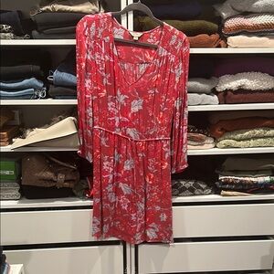 Lucky Brand Red Bishop Sleeve Sundress